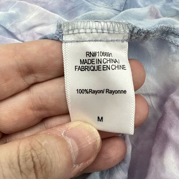 Young Fabulous Broke Tie Dye Button Up Rayon Shirt Size M - Picture 4 of 4